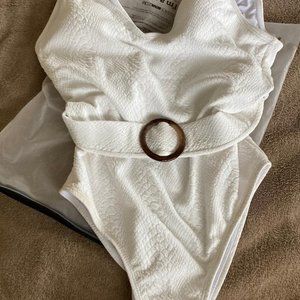 Snakeskin look swimsuit with belt s